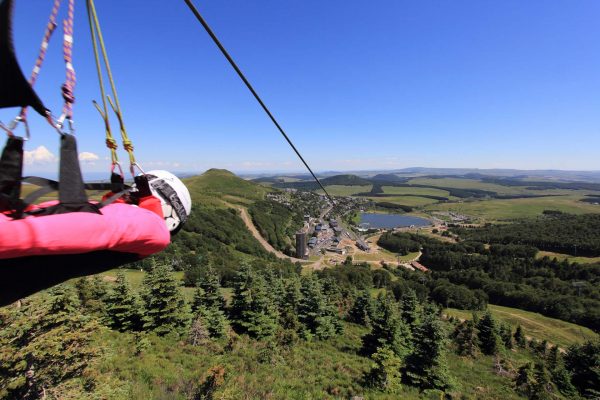 The Super-Besse resort seen from the Fantasticable zipwire in Super-Besse