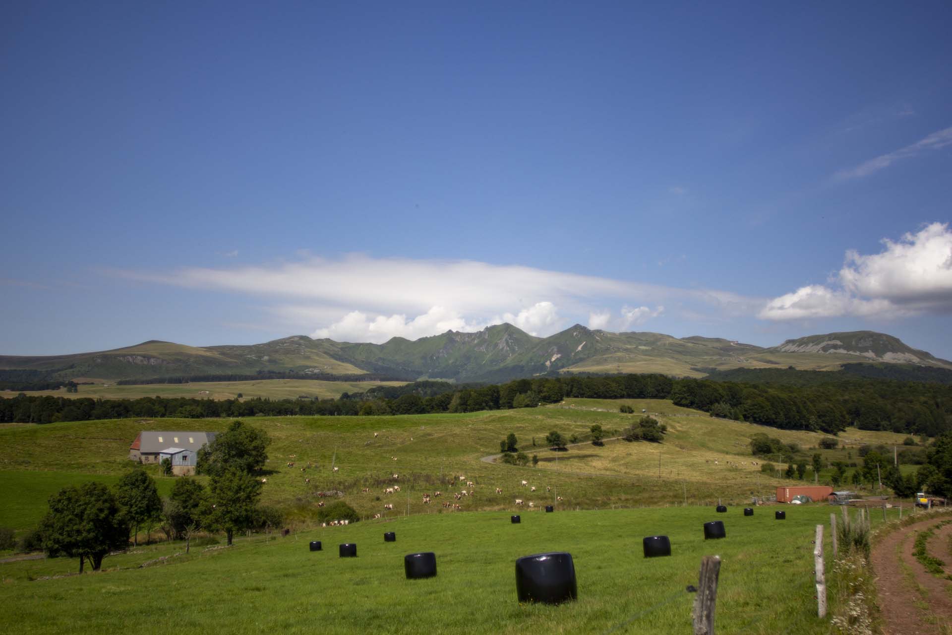 View of the Massif du Sancy from the Puy de Chareire in Picherande