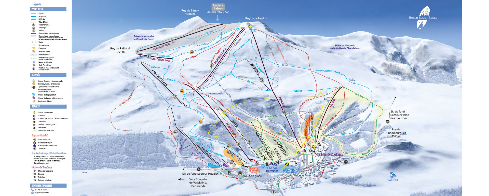 Map of the ski slopes at Super-Besse